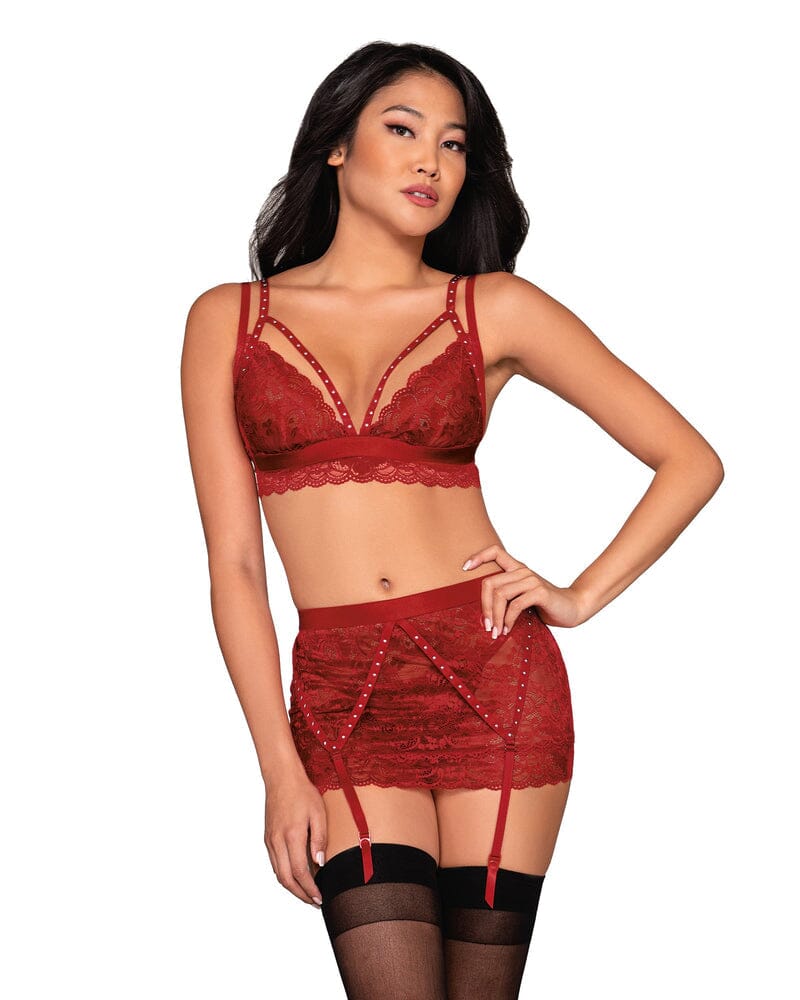 Scalloped Lace Garter and Bralette Set