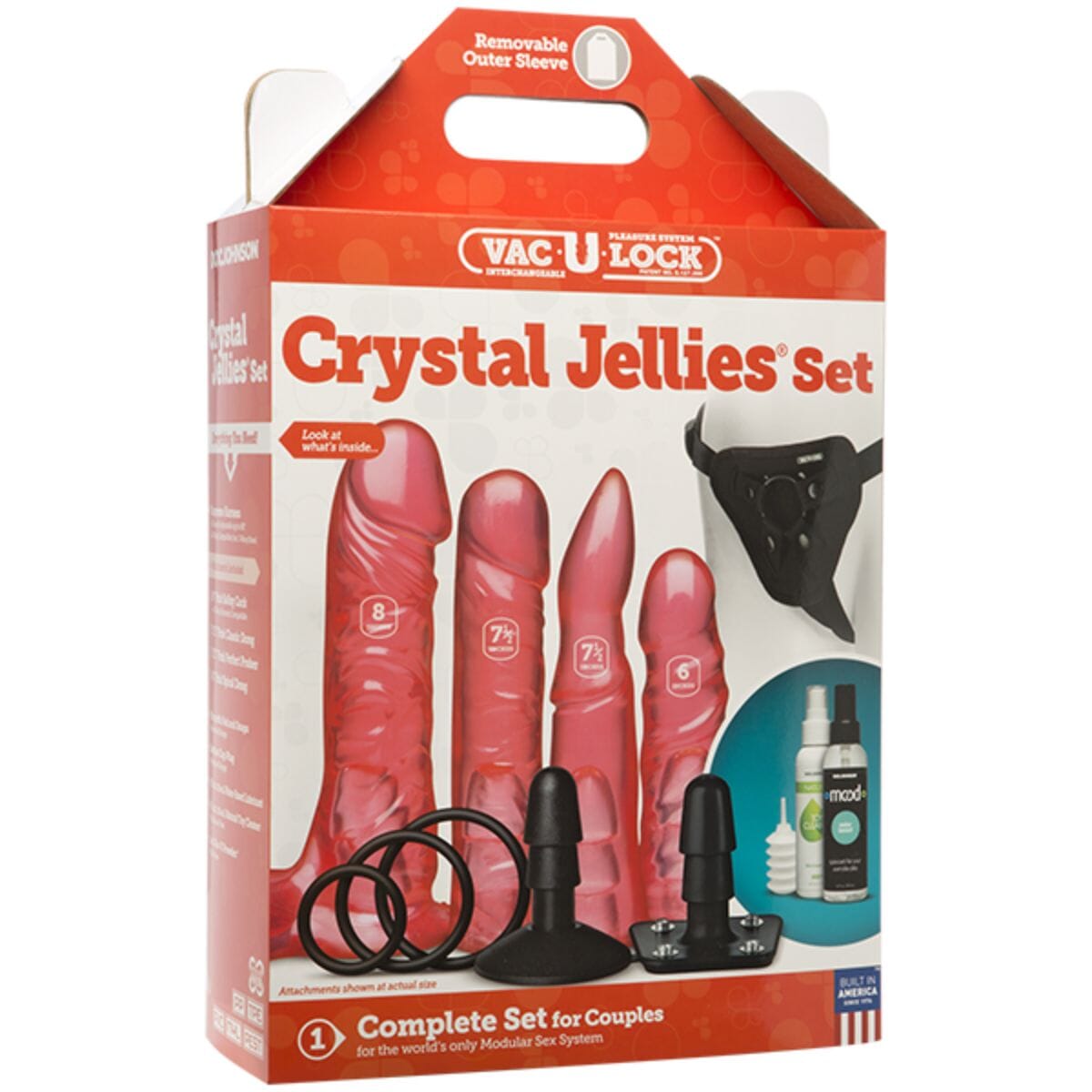 Doc Johnson Vac-U-Lock Crystal Jellies Set Pink