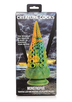 Creature Cocks Monstropus Tentacle Marble Green and Yellow Monster Silicone Dildo
