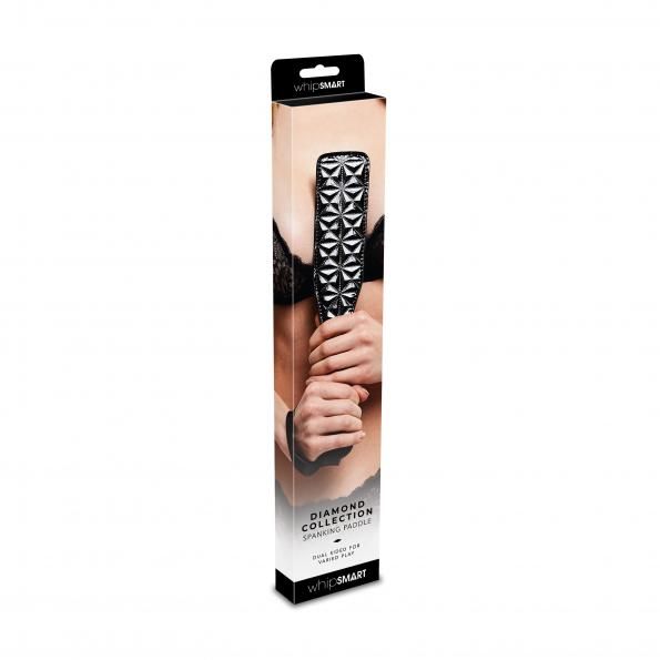 Black Diamond Paddle by Whip Smart with textured diamond grip for sensual impact play, part of their whip, flogger, and paddle collection.