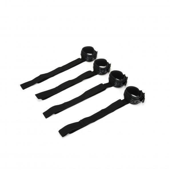 Black Bed Ties from Whip Smart Diamond Collection, soft restraints designed for secure comfort on beds.