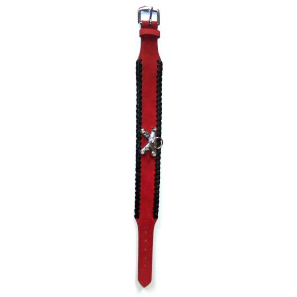 Diavolino Red Leather Spike Collar