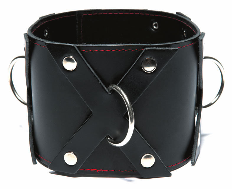 Allure Leather Ultimate Leather Restraint showing durable leather straps with metal hardware for secure bondage.